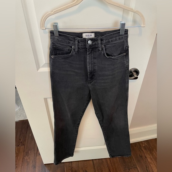 Pinch Waist High Rise Kick Flare in Panoramic black 25 AGOLDE denim jeans - Picture 7 of 14